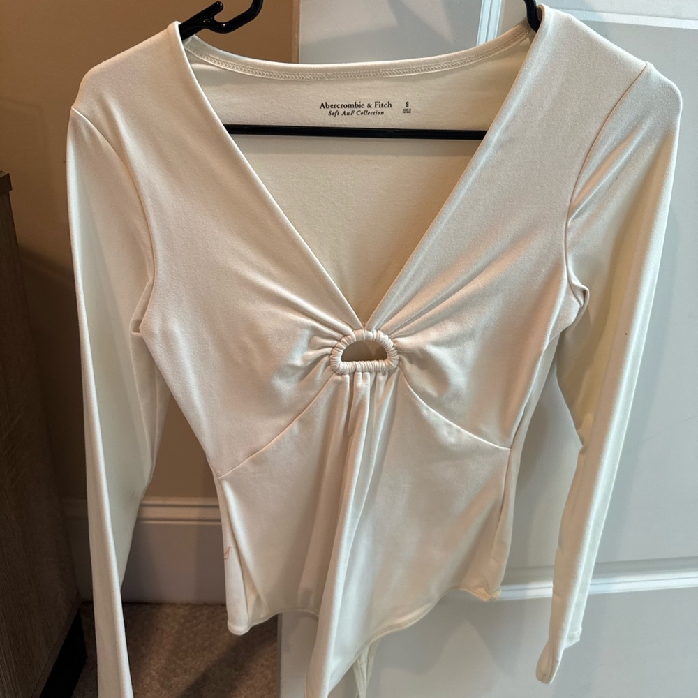 Abercrombie & Fitch Cream V-Neck Bodysuit